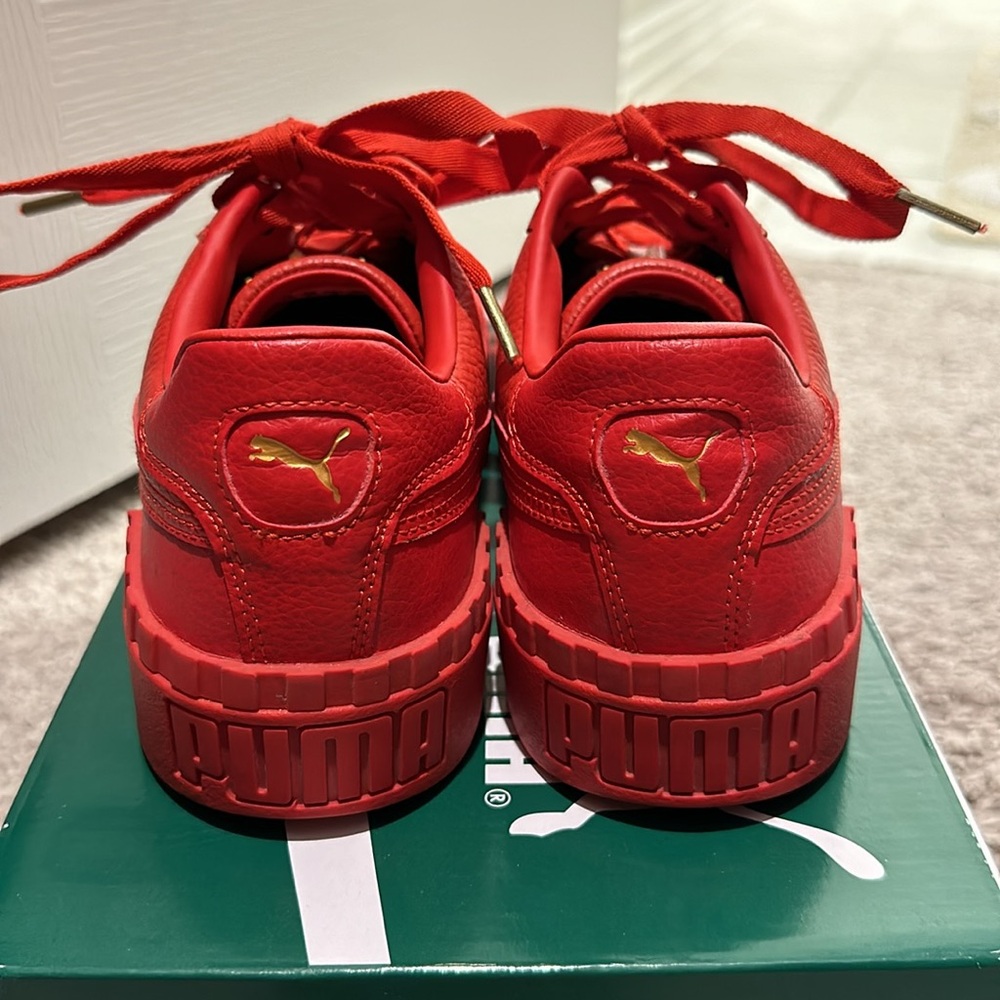 PUMA Cali Wn’s red leather team gold sneakers 10.0 - Picture 3 of 8